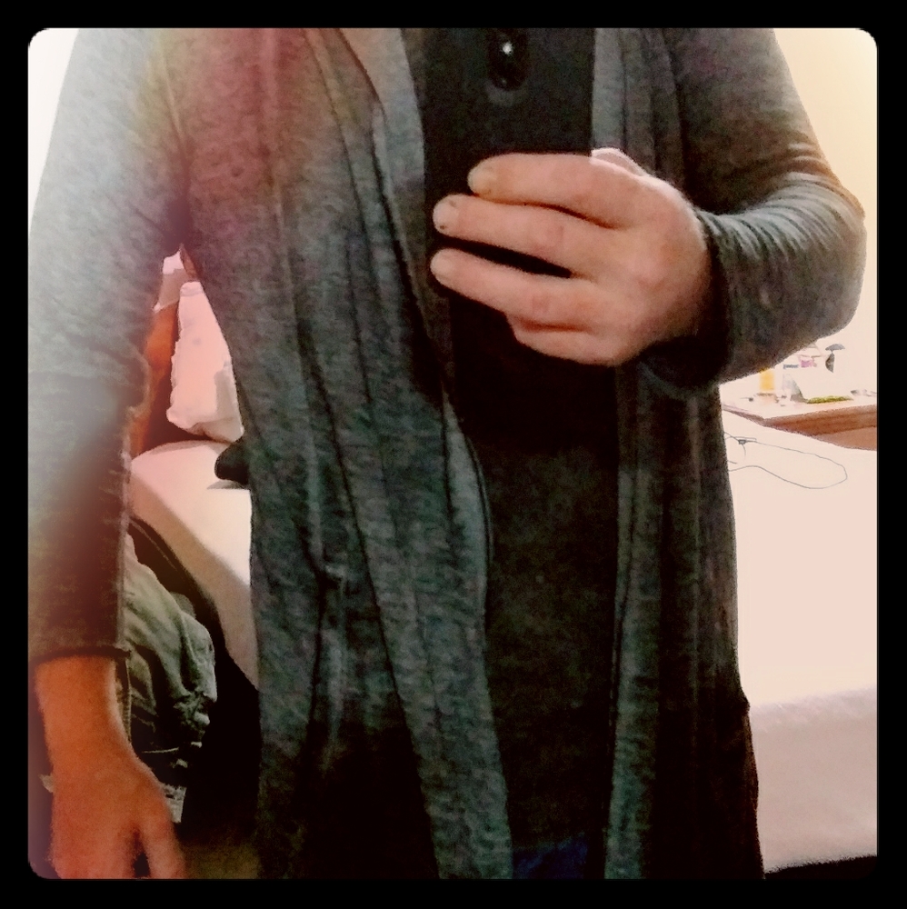Large Mens Long Length Asymetrical Cardigan